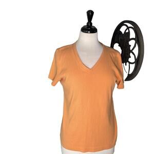 Liz Claiborne Women's Size Medium Short Sleeve Knit Top Orange - EUC